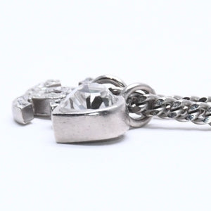 CHANEL シャネル ココマーク ネックレス シルバー ラインストーン ハート 09C刻印 重量約7.03g 美品 中古 4a005151
