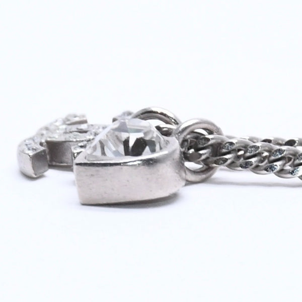 CHANEL シャネル ココマーク ネックレス シルバー ラインストーン ハート 09C刻印 重量約7.03g 美品 中古 4a005151