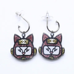 極美品 CHANEL シャネル ピアス イヤリング ロボットキャット ピンク イエロー ラメ 17S刻印 重量約7.52g 中古 4a005161