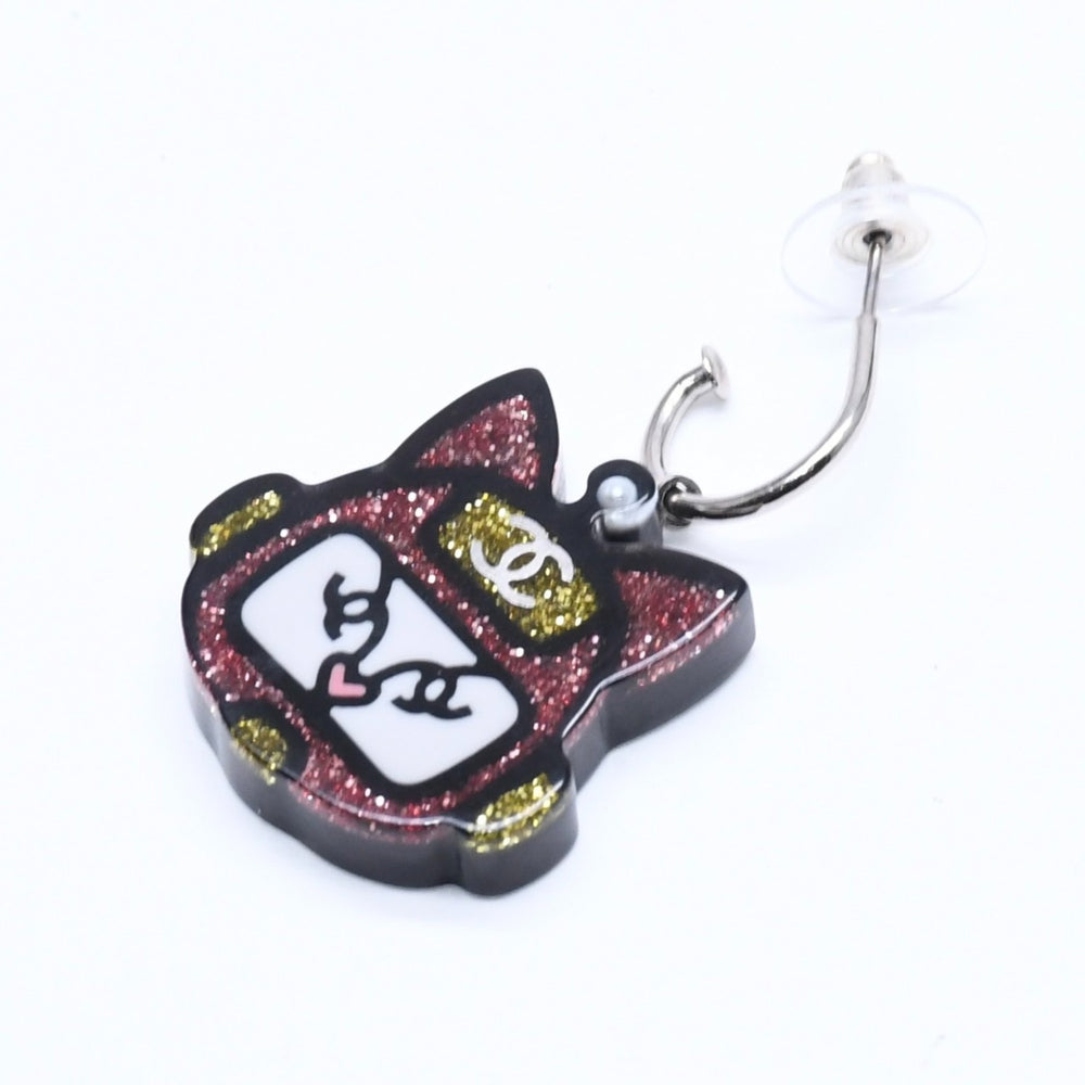 極美品 CHANEL シャネル ピアス イヤリング ロボットキャット ピンク イエロー ラメ 17S刻印 重量約7.52g 中古 4a005161