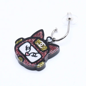 極美品 CHANEL シャネル ピアス イヤリング ロボットキャット ピンク イエロー ラメ 17S刻印 重量約7.52g 中古 4a005161