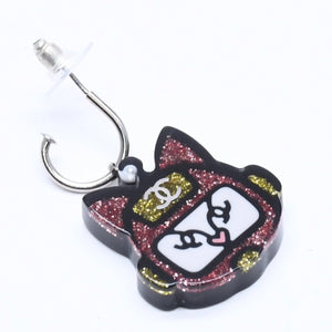 極美品 CHANEL シャネル ピアス イヤリング ロボットキャット ピンク イエロー ラメ 17S刻印 重量約7.52g 中古 4a005161