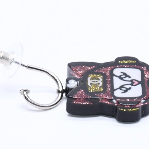 極美品 CHANEL シャネル ピアス イヤリング ロボットキャット ピンク イエロー ラメ 17S刻印 重量約7.52g 中古 4a005161
