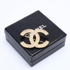 極美品 CHANEL シャネル ブローチ ラインストーン ココマーク 9.9g GP ラインストーン ゴールド金具 中古 4a005144