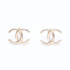 CHANEL シャネル ココマーク ピアス 重量約6.43g B23B刻印 GP メタル ラインストーン クリア ゴールド 両耳用 美品 中古 4a005160