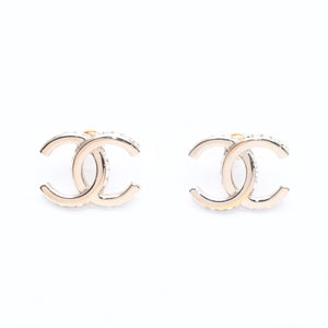 CHANEL シャネル ココマーク ピアス 重量約6.43g B23B刻印 GP メタル ラインストーン クリア ゴールド 両耳用 美品 中古 4a005160