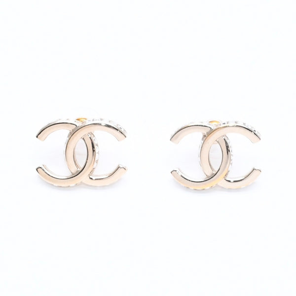CHANEL シャネル ココマーク ピアス 重量約6.43g B23B刻印 GP メタル ラインストーン クリア ゴールド 両耳用 美品 中古 4a005160