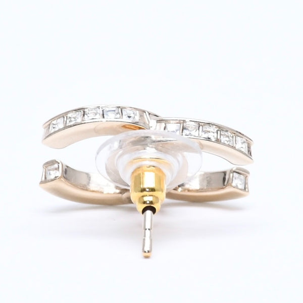 CHANEL シャネル ココマーク ピアス 重量約6.43g B23B刻印 GP メタル ラインストーン クリア ゴールド 両耳用 美品 中古 4a005160