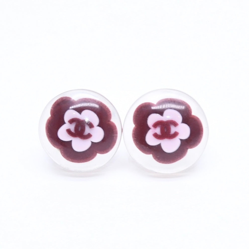 CHANEL シャネル ココマーク ピアス 重量約1.71g 04S刻印 カメリア クリア 樹脂系 両耳用 美品 中古 4a005153