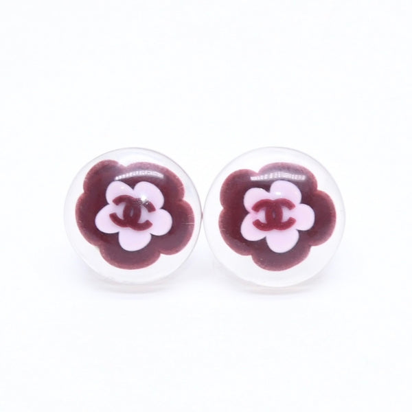 CHANEL シャネル ココマーク ピアス 重量約1.71g 04S刻印 カメリア クリア 樹脂系 両耳用 美品 中古 4a005153