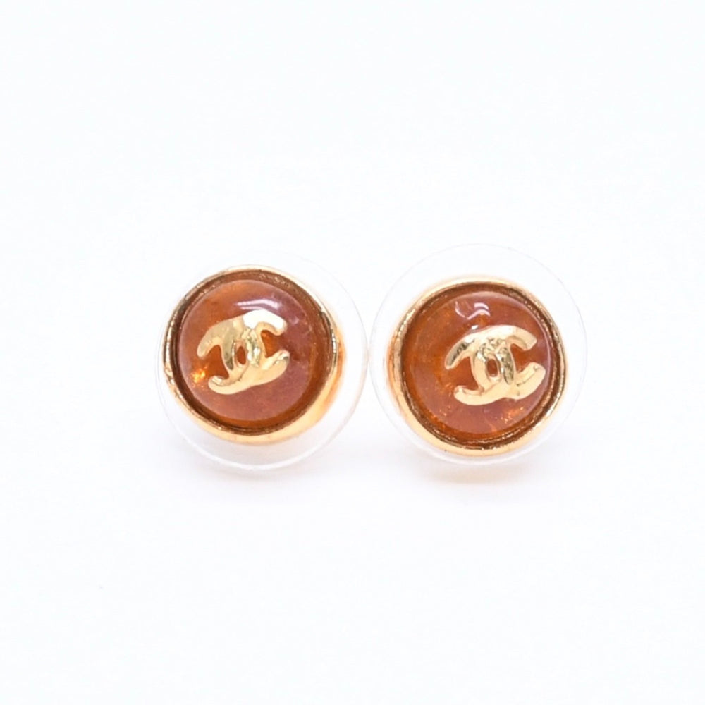 CHANEL シャネル ココマーク ピアス 重量約2.58g 99P刻印 ゴールド ブラウン GP メタル 樹脂系 両耳用 美品 中古 4a005145