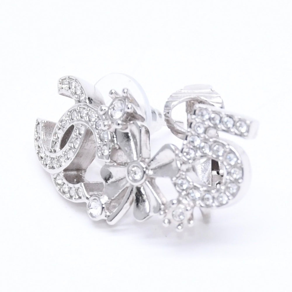 Like new CHANEL earrings cuff both ears here mark & ​​NO5 B23P stamp metal rhinestone 4.5g silver hardware used 4a005155