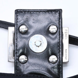 FENDI Handbag Mini Croissant Mini Mamma Pouch Accessory Case Cotton Jersey Leather Black Silver Hardware 2321 Good Condition Used 4a004857