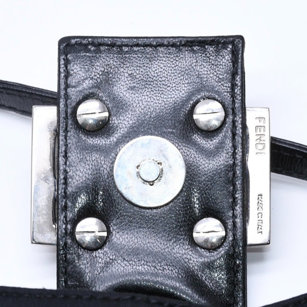 FENDI Handbag Mini Croissant Mini Mamma Pouch Accessory Case Cotton Jersey Leather Black Silver Hardware 2321 Good Condition Used 4a004857