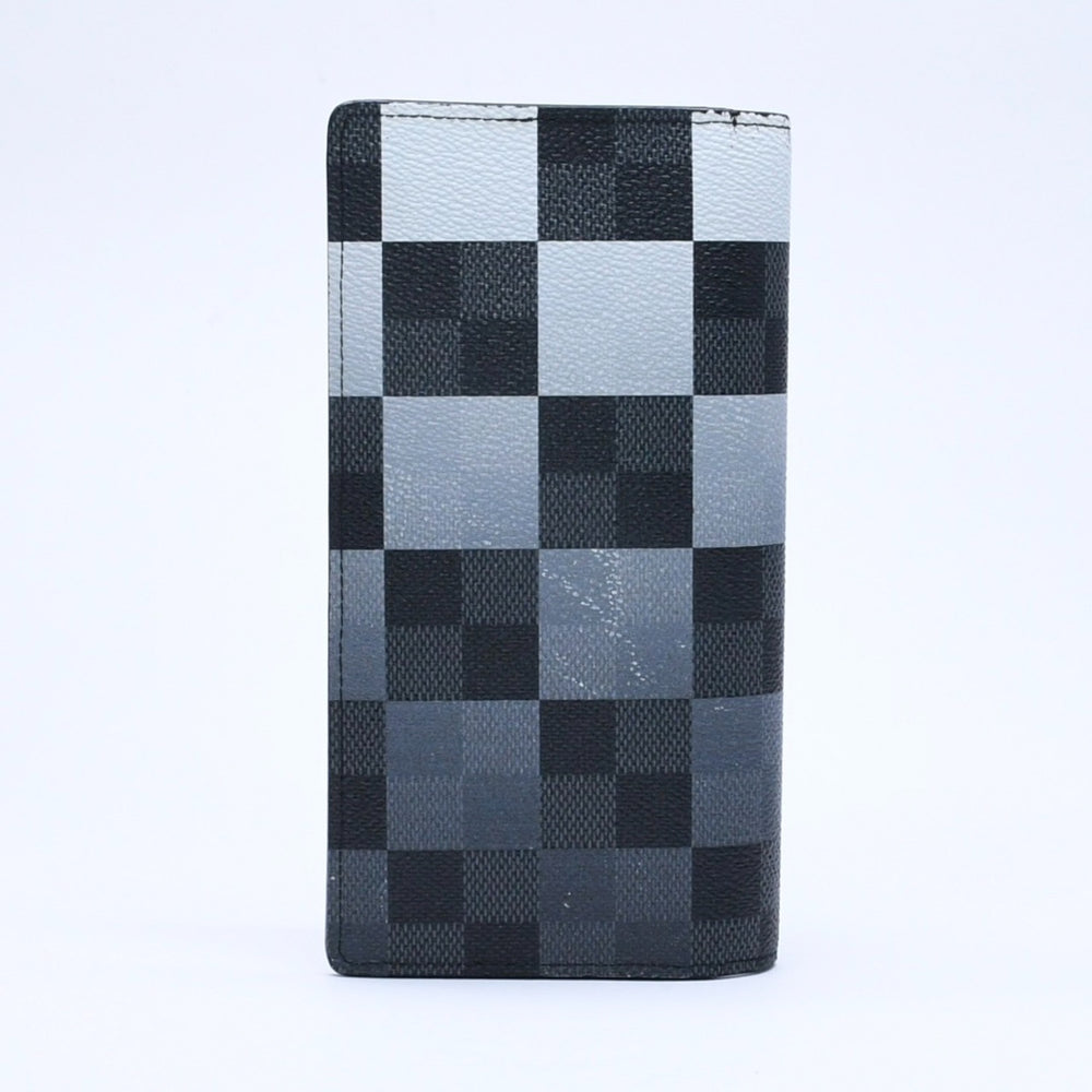 Very Good Condition LOUIS VUITTON Long Wallet Damier Graphite N40415 Gray White Black Giant Portefeuille Brazza NM Used 4a005090