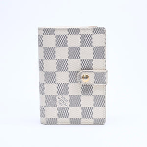 LOUIS VUITTON Bifold Wallet Damier Azur Portefeuille Viennois N61676 White Navy Gold Hardware Good Condition Used 4a005054