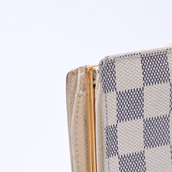 LOUIS VUITTON Bifold Wallet Damier Azur Portefeuille Viennois N61676 White Navy Gold Hardware Good Condition Used 4a005054