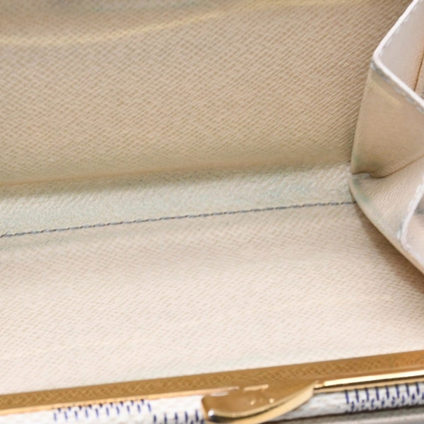 LOUIS VUITTON Bifold Wallet Damier Azur Portefeuille Viennois N61676 White Navy Gold Hardware Good Condition Used 4a005054
