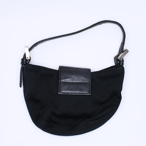 FENDI Handbag Mini Croissant Mini Mamma Pouch Accessory Case Cotton Jersey Leather Black Silver Hardware 2321 Good Condition Used 4a004857