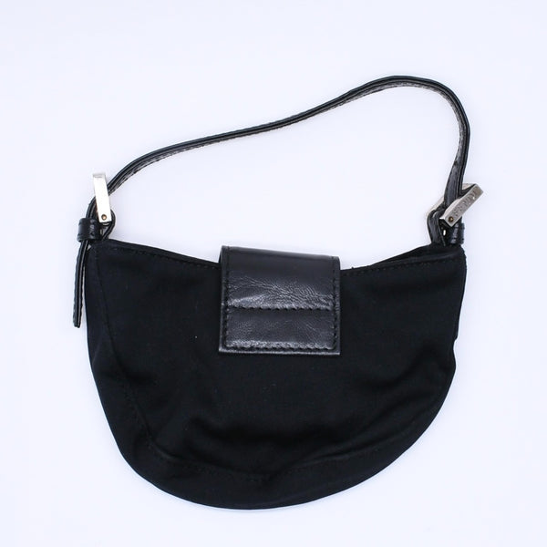 FENDI Handbag Mini Croissant Mini Mamma Pouch Accessory Case Cotton Jersey Leather Black Silver Hardware 2321 Good Condition Used 4a004857