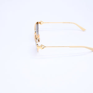 極美品 BOTTEGAVENETA ボッテガヴェネタ サングラス アイウェア BV1186S 002 サイズ59□16-140 ブラック ゴールド アイボリー 中古 4a005109