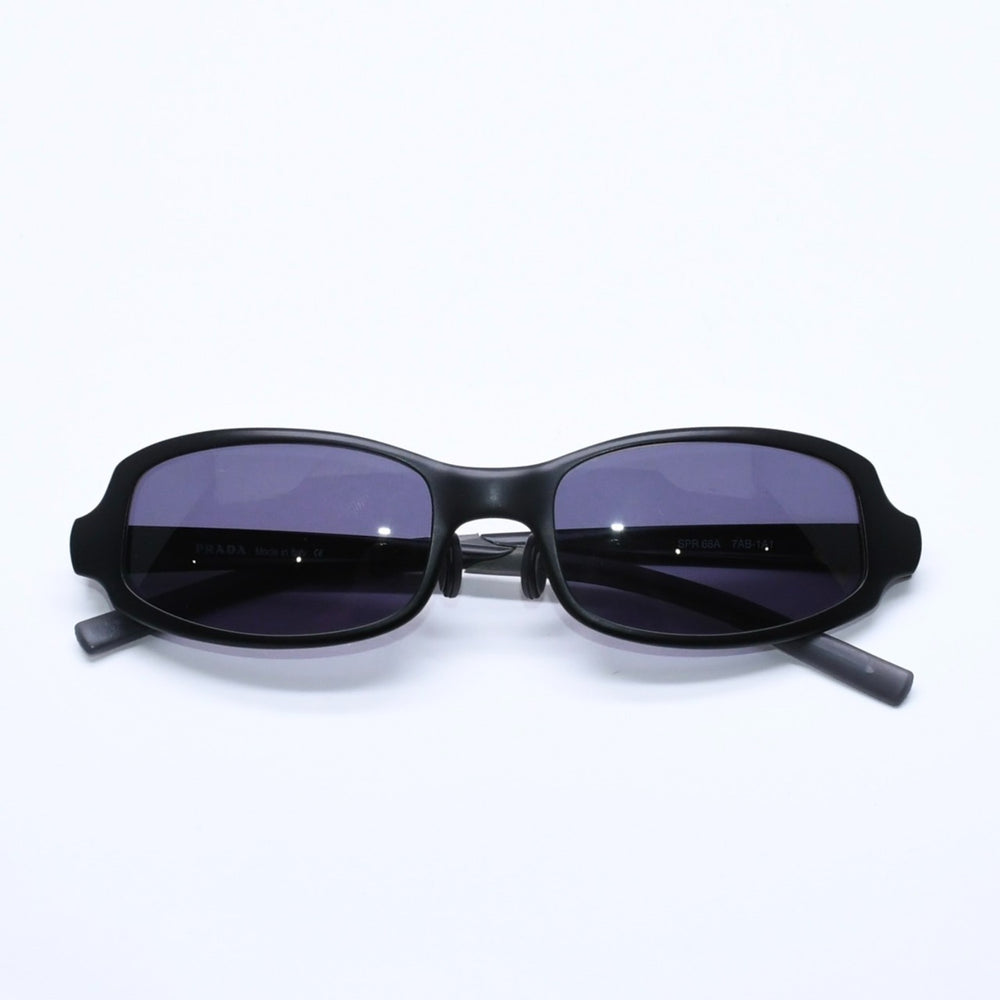 極美品 PRADA プラダ スクエア サングラス アイウェア SPR68A 7AB-1A1 メタル プラスチック ブラック 中古 4a005169