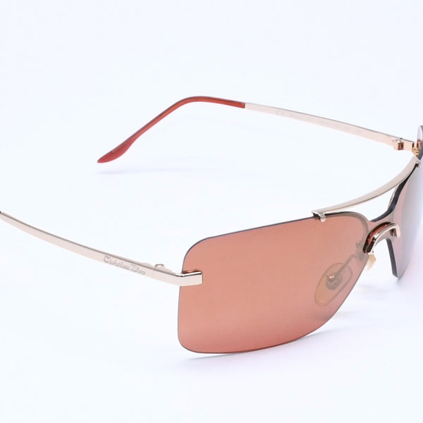 Very Good Condition Christian Dior MINI MOTARD Rimless Sunglasses Eyewear 36C Size 125 Red Gold Used 4a005005