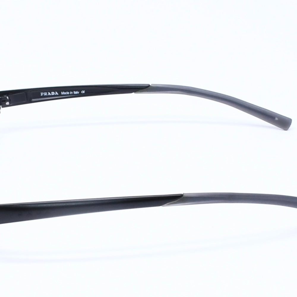 Very Good Condition PRADA Square Sunglasses Eyewear SPR68A 7AB-1A1 Metal Plastic Black Used 4a005169