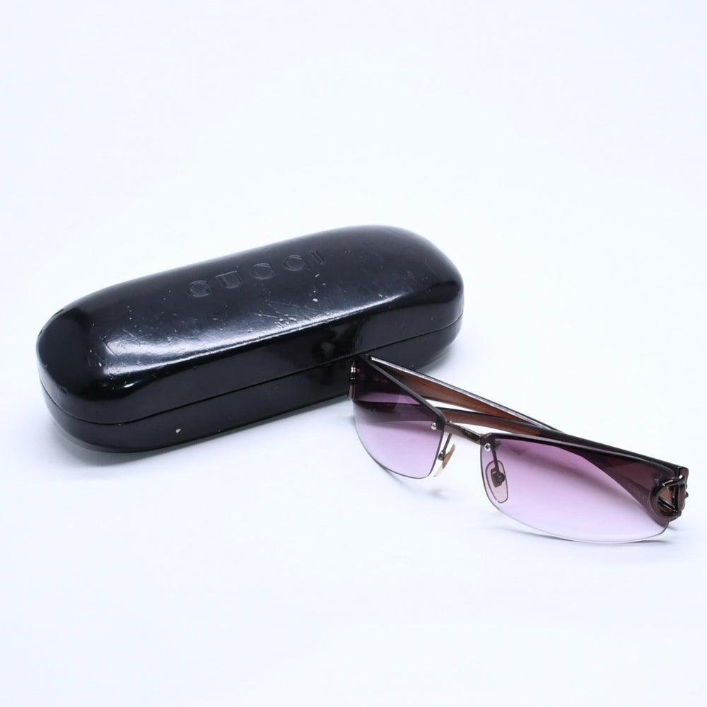 GUCCI グッチ ハーフリム サングラス アイウェア GG2743/F/S BKPYT サイズ62□15 130 ホースビット クリアブラウン 美品 中古 4a005105