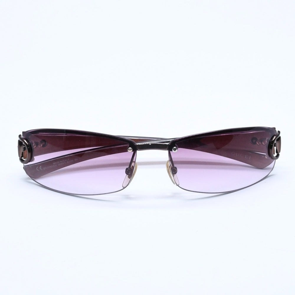 GUCCI グッチ ハーフリム サングラス アイウェア GG2743/F/S BKPYT サイズ62□15 130 ホースビット クリアブラウン 美品 中古 4a005105