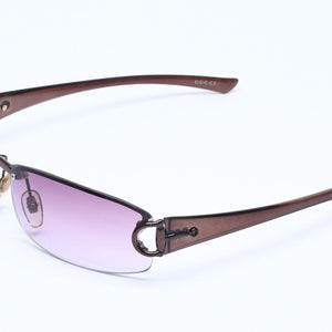 GUCCI グッチ ハーフリム サングラス アイウェア GG2743/F/S BKPYT サイズ62□15 130 ホースビット クリアブラウン 美品 中古 4a005105