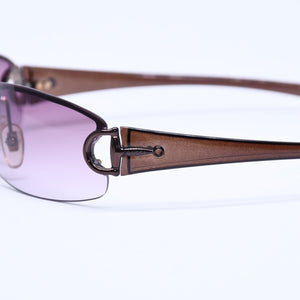 GUCCI グッチ ハーフリム サングラス アイウェア GG2743/F/S BKPYT サイズ62□15 130 ホースビット クリアブラウン 美品 中古 4a005105