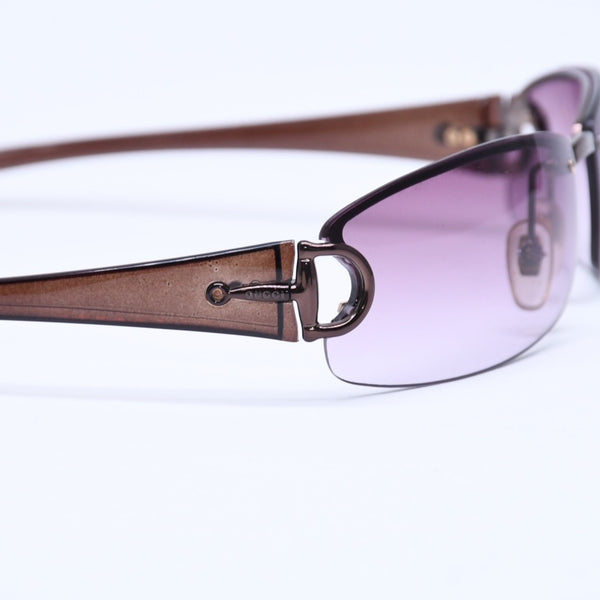 GUCCI グッチ ハーフリム サングラス アイウェア GG2743/F/S BKPYT サイズ62□15 130 ホースビット クリアブラウン 美品 中古 4a005105