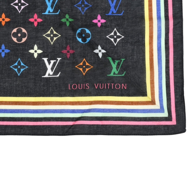 LOUIS VUITTON ルイヴィトン ハンカチ スカーフ マルチカラー アイラブモノグラム 村上隆 ブラック M71916 美品 中古 4a005020