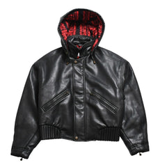 VERSACE SPORT Faux leather footed jacket 303135 Black Red check stripe pattern 46 size Gold hardware Good condition Used 4a005004