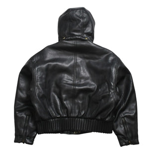 VERSACE SPORT Faux leather footed jacket 303135 Black Red check stripe pattern 46 size Gold hardware Good condition Used 4a005004