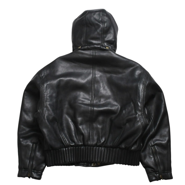 VERSACE SPORT Faux leather footed jacket 303135 Black Red check stripe pattern 46 size Gold hardware Good condition Used 4a005004