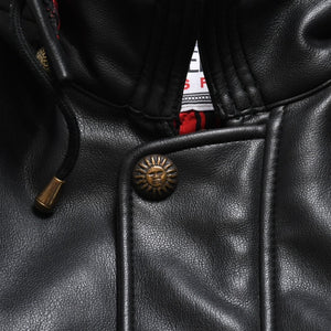 VERSACE SPORT Faux leather footed jacket 303135 Black Red check stripe pattern 46 size Gold hardware Good condition Used 4a005004