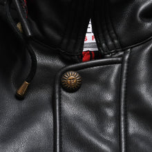 Load image into Gallery viewer, VERSACE SPORT ヴェルサーチ スポーツ フェイクレザーフーテッド ジャケット 303135 ブラック 赤チェックストライプ柄 46サイズ ゴールド金具 美品 中古 4a005004
