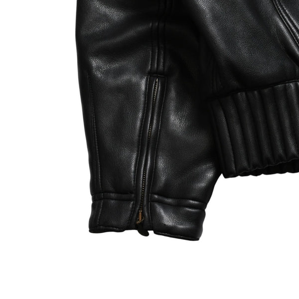 VERSACE SPORT Faux leather footed jacket 303135 Black Red check stripe pattern 46 size Gold hardware Good condition Used 4a005004