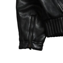 Load image into Gallery viewer, VERSACE SPORT ヴェルサーチ スポーツ フェイクレザーフーテッド ジャケット 303135 ブラック 赤チェックストライプ柄 46サイズ ゴールド金具 美品 中古 4a005004