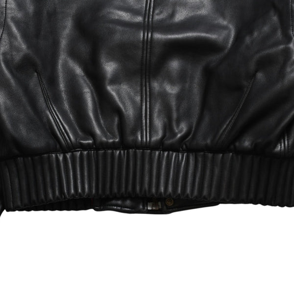 VERSACE SPORT Faux leather footed jacket 303135 Black Red check stripe pattern 46 size Gold hardware Good condition Used 4a005004
