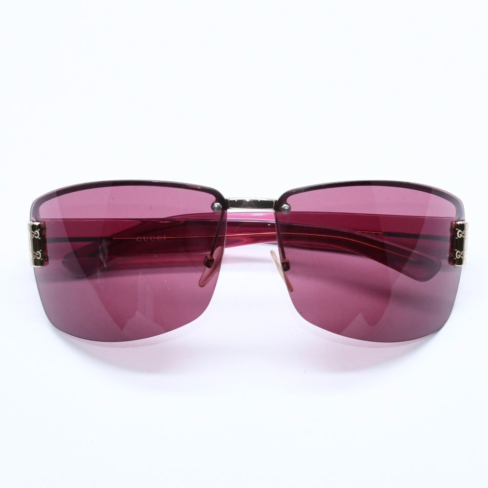 GUCCI グッチ ハーフリム サングラス アイウェア GG1800/S NP4 サイズ65□13 120 ワインレッド ゴールド 美品 中古 4a005061