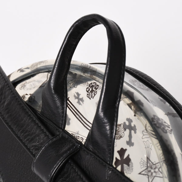 極美品 CHROME HEARTS クロムハーツ BACK TO SCHOOL VINYL バックトゥスクール ビニール バックパック レザー シルバー925 総柄 中古 4a005176