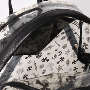 極美品 CHROME HEARTS クロムハーツ BACK TO SCHOOL VINYL バックトゥスクール ビニール バックパック レザー シルバー925 総柄 中古 4a005176