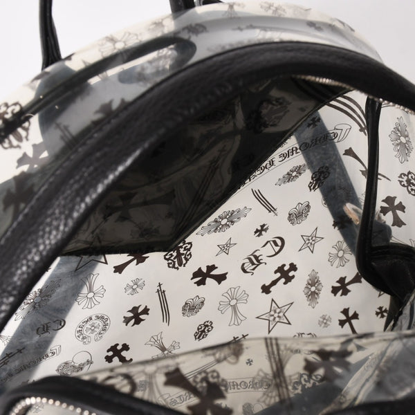 極美品 CHROME HEARTS クロムハーツ BACK TO SCHOOL VINYL バックトゥスクール ビニール バックパック レザー シルバー925 総柄 中古 4a005176