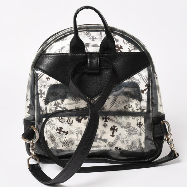 極美品 CHROME HEARTS クロムハーツ BACK TO SCHOOL VINYL バックトゥスクール ビニール バックパック レザー シルバー925 総柄 中古 4a005176