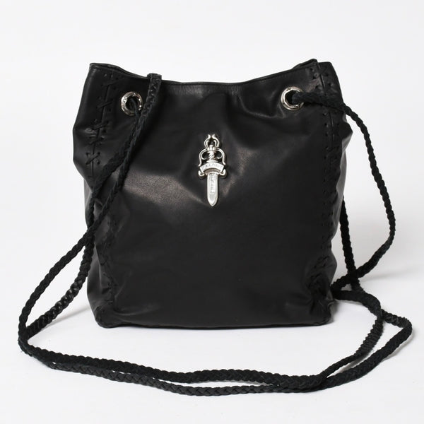 新品未使用 CHROME HEARTS クロムハーツ DIRTY KNEES CHIFFON ダーティニーズ シフォン ショルダーバッグ ラージダガー装飾 中古 4a005141