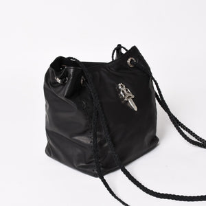 新品未使用 CHROME HEARTS クロムハーツ DIRTY KNEES CHIFFON ダーティニーズ シフォン ショルダーバッグ ラージダガー装飾 中古 4a005141