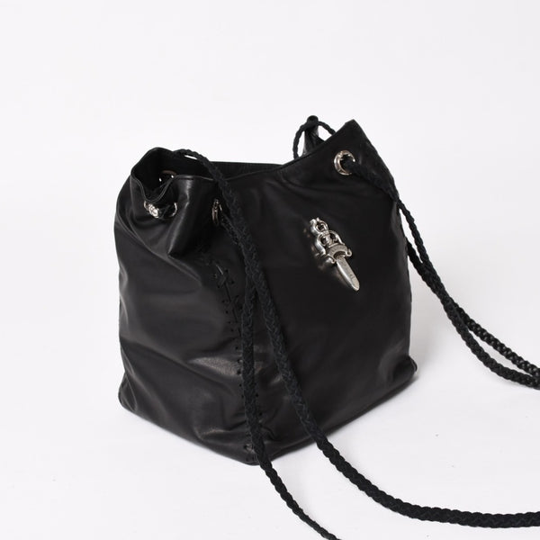 新品未使用 CHROME HEARTS クロムハーツ DIRTY KNEES CHIFFON ダーティニーズ シフォン ショルダーバッグ ラージダガー装飾 中古 4a005141